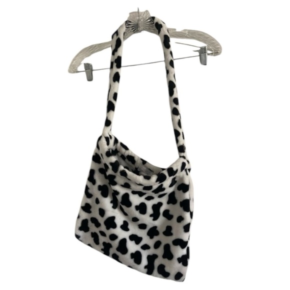 COW PATTERN Fuzzy Shoulder Tote Purse - Picture 1 of 2